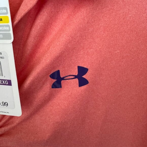 NWT Women's Under Armour Short Sleeve Polo Shirt Top, Coral, 2XL - Picture 6 of 7